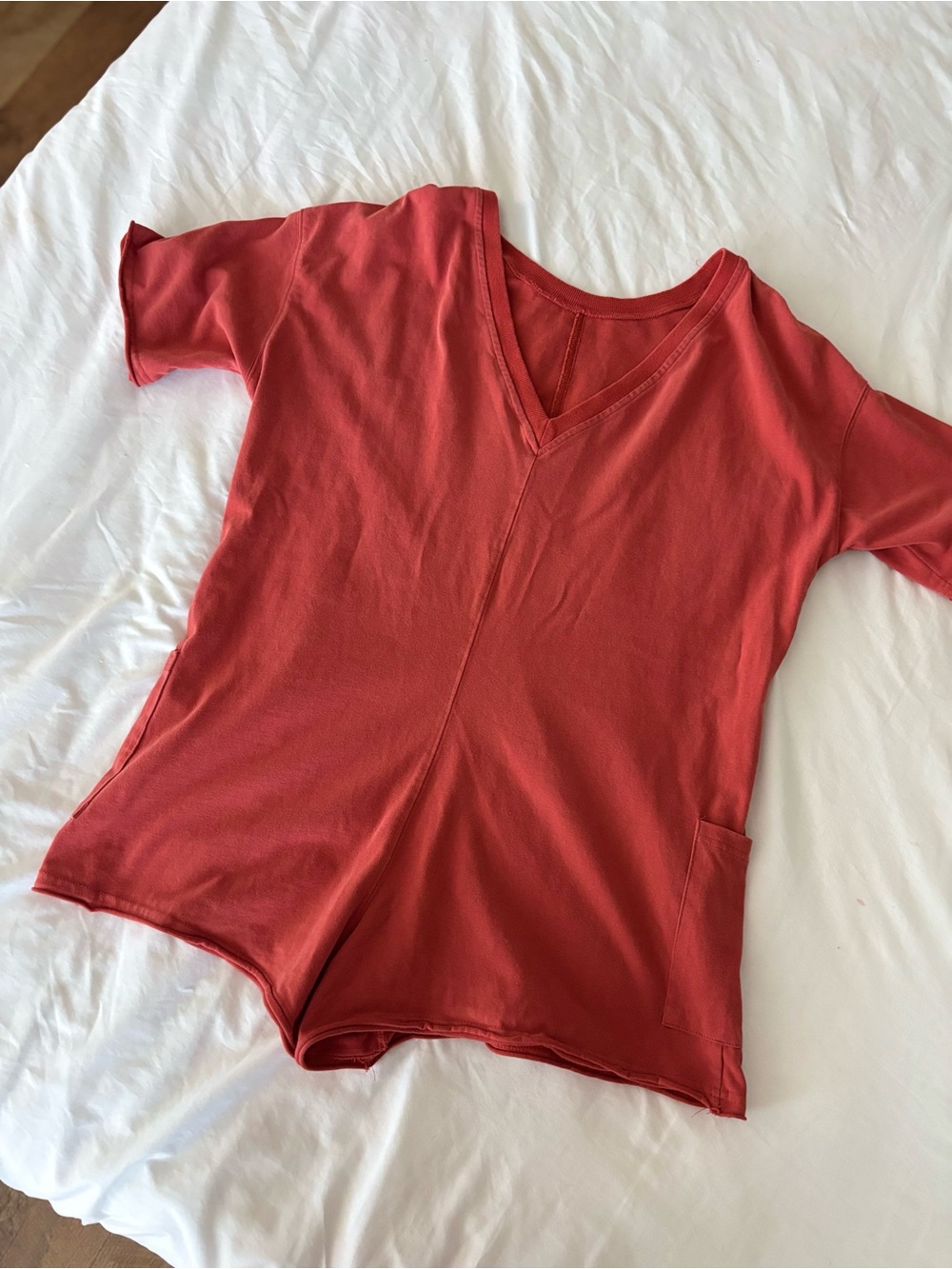 Rust Red Oversized Short Sleeve Romper - Picture 5 of 6